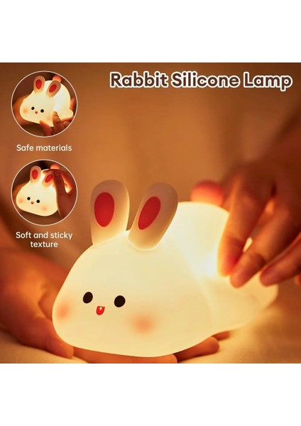 Sevimli Tavşan Dokunmatik Renk Değiştiren Gece Lambası (Rgb)