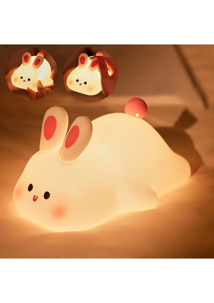 Sevimli Tavşan Dokunmatik Renk Değiştiren Gece Lambası (Rgb)