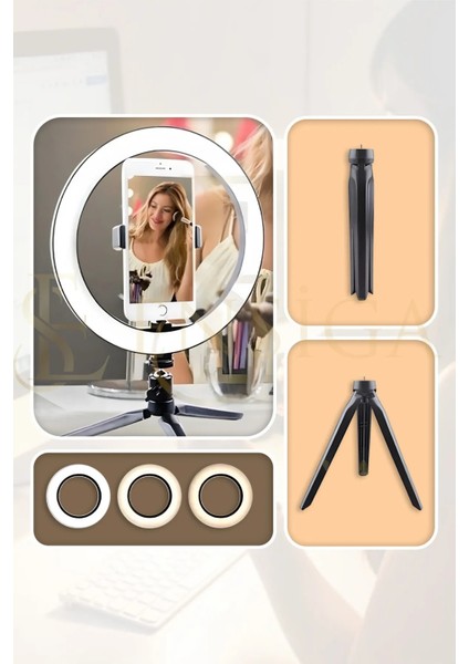 Masa Ayaklı 10 Inç LED Ring Lıght Influencer Youtuber Tiktok Telefon Tutucu Makyaj Işığı modelleri