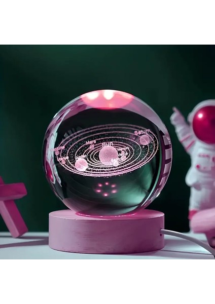 Kişiye Özel Büyük Boy Şıklı Güneş Sistemi Kristal Küre Masa Lambası modelleri