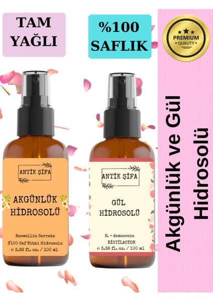 Akgünlük Suyu ve Gül Suyu (100ML+100ML) - Doğal Ak Günlük, Sığla ve Gül Hidrosolü