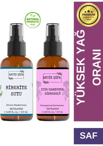 Biberiye Suyu ve Sardunya Suyu Seti -Nemlendirici ve Besleyici Hidrosolü Seti (2X100ML)