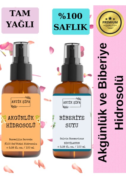 Akgünlük Suyu ve Biberiye Suyu (100ML+100ML) - Doğal Ak Günlük, Sığla ve Biberiye Hidrosolü