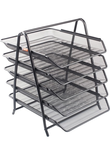 Metal Perfore Evrak Rafı 5'li Siyah x 3 Adet