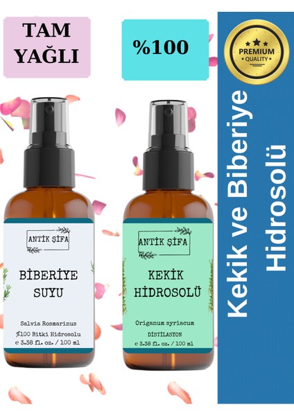 Biberiye Suyu ve Kekik Suyu Seti - Yağlı Ciltlere Özel Hidrosolü Seti (2X100ML)