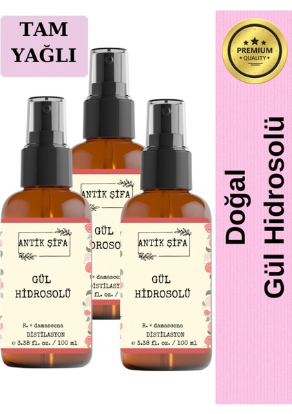 Gül Suyu 300 ml - Saf Tam Yağlı Gül Hidrosolü Tonik (3 x 100 Ml)