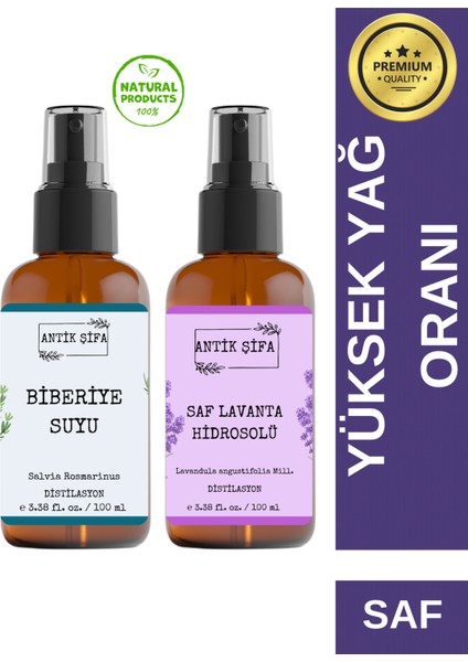 Biberiye Suyu ve Lavanta Suyu Seti - Doğal Biberiye Saç Toniği Seti (2X100ML)