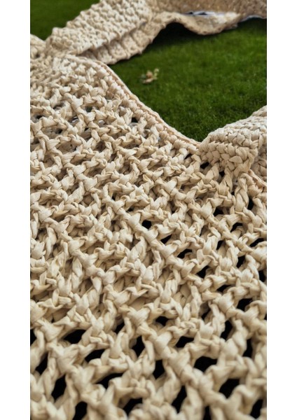 El Yapımı Rafya Tote Çanta – Hasır Plaj & Yazlık Çanta Krem Kare fırsatları