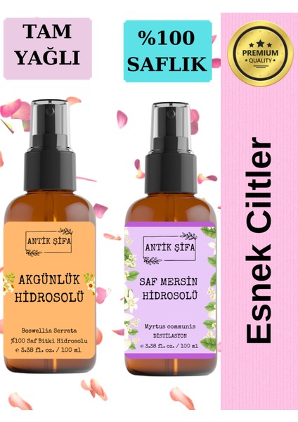 Akgünlük Suyu ve Mersin Suyu 100 ML+100 ml Doğal Sığla Hidrosolü