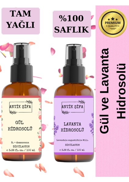 %100 Doğal Gül Suyu ve Lavanta Suyu - 2li Hidrosol Seti (2X100ML)