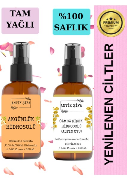 Akgünlük Suyu Ölmez Çiçek Suyu (100ML+100ML) - Doğal Ak Günlük, Sığla ve Ölmez Çiçek Hidrosolü