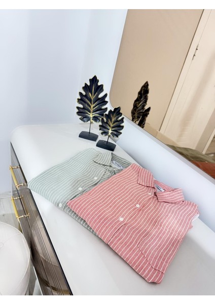 Ince Çizgili Müslin Kumaş Gömlek indirimleri