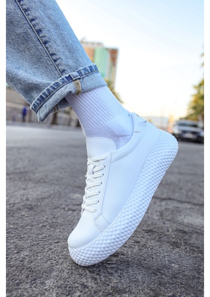 Bağcıklı Erkek Günlük Ayakkabı Beyaz Beyaz modelleri