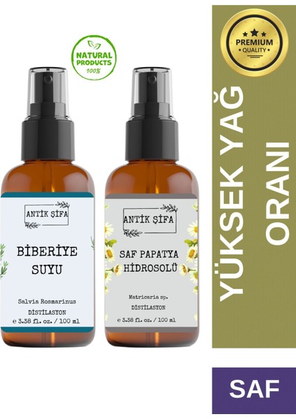 Biberiye Suyu ve Papatya Suyu Seti -Gerginlik Hidrosolü Seti (2X100ML)