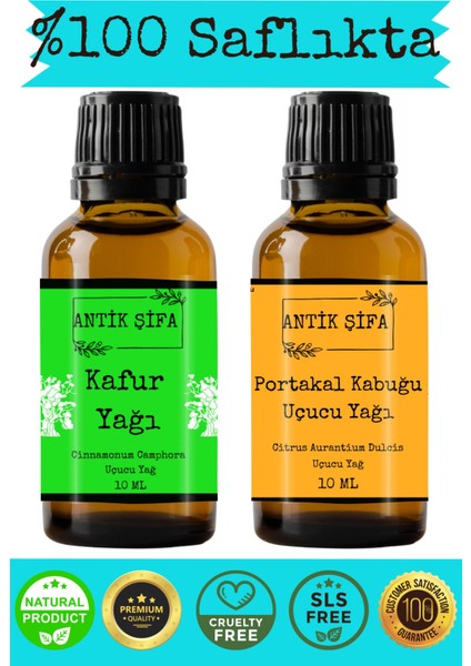 %100 Saf Kafur Yağı ve Portakal Uçucu Yağı - (10ML + 10ML)
