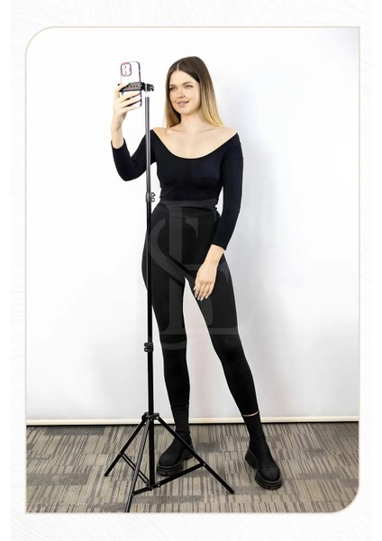 Tripod 2.1 mt 360 Döner Başlıklı Telefon Tutucu Ring Light Metal Işık Stüdyo Lamba Ayağı modelleri
