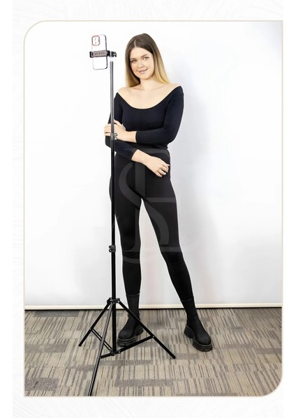 Tripod 2.1 mt 360 Döner Başlıklı Telefon Tutucu Ring Light Metal Işık Stüdyo Lamba Ayağı indirimleri