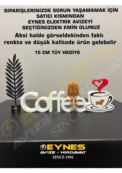 Kahve Köşesi Dekoru Coffee Yazısı 3D Kahve Çekirdeği Biblo Hediyeli