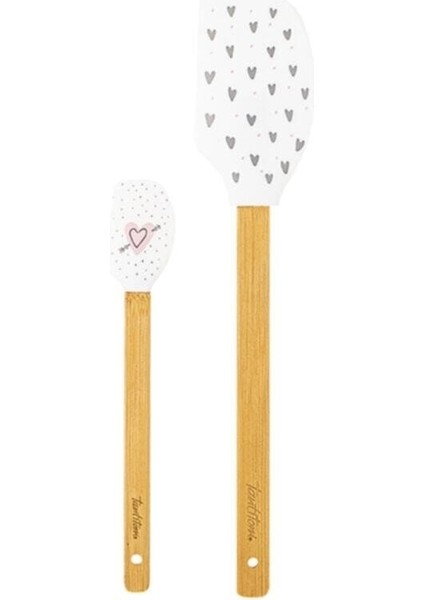 Kalp Desenli 2'li Silikon Spatula Seti, Mutfakta Şıklık ve Pratiklik Sağlar