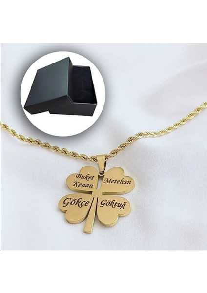 Isme Özel 4 Yapraklı Yonca Kolye – 4 Isim Yazılabilir Kişiye Özel Hediye fırsatları