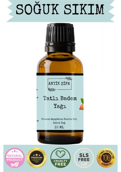 %100 Saf Tatlı Badem Yağı - 10 ml (Soğuk Sıkım)