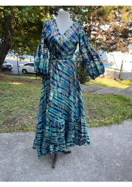 Ipek Anvelop Elbise – Altın Yaldızlı, Balon Kollu (36–44 Beden) fiyatları