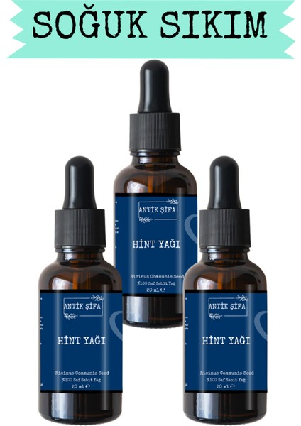 Hint Yağı (3X20ML)- %100 Seyreltilmemiş, Doğal Soğuk Sıkım Doğal Hint Yağı