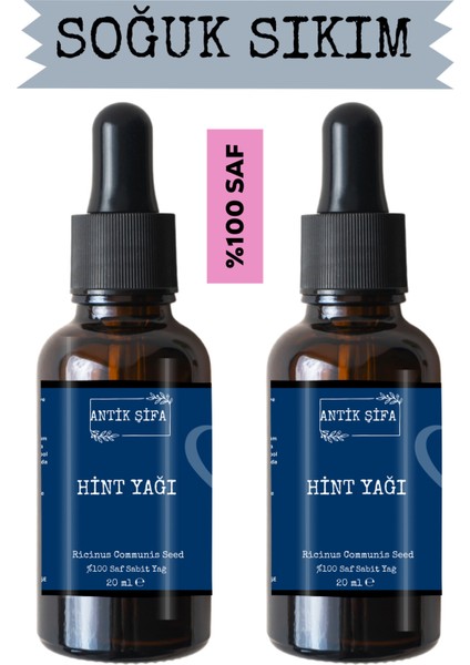 Hint Yağı (2X20ML)- %100 Seyreltilmemiş, Doğal Saf Soğuk Sıkım Hint Yağı