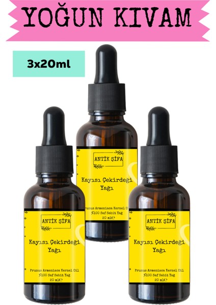 %100 Saf Kayısı Çekirdeği Yağı - (3 x 20 Ml)