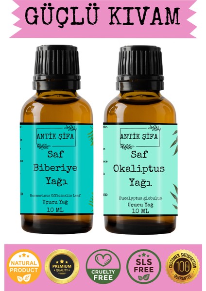 Biberiye Yağı ve Okaliptus Uçucu Yağı (10ML + 10 Ml)- %100 Saf Seyreltilmemiş fiyatları