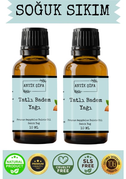 %100 Saf Tatlı Badem Yağı - 2x 10 ml (Soğuk Sıkım)