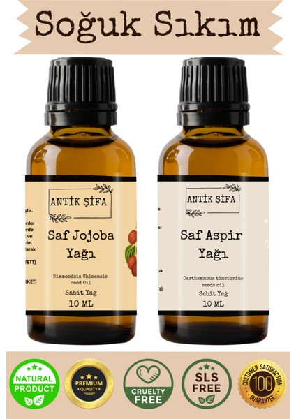 %100 Saf Jojoba Yağı ve Aspir Yağı - (10ML + 10ML)