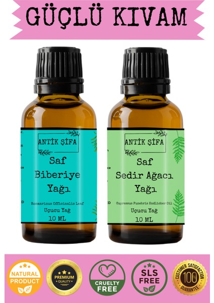 Biberiye Yağı ve Sedir Uçucu Yağı (10ML + 10 Ml)- %100 Saf Seyreltilmemiş