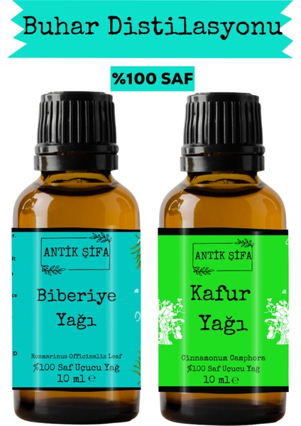 Biberiye Yağı ve Kafur Uçucu Yağı (10ML 10 Ml)- %100 Seyreltilmemiş, Doğal