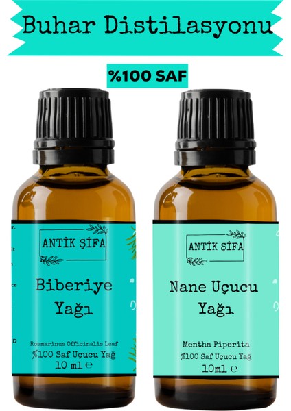 Biberiye Yağı ve Nane Uçucu Yağı (10ML + 10 Ml)- %100 Saf Seyreltilmemiş
