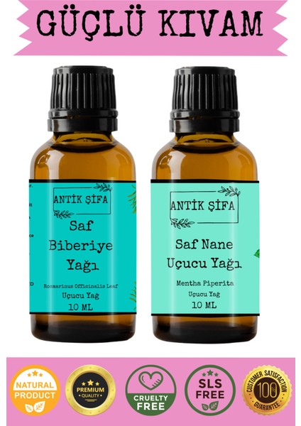 Biberiye Yağı ve Nane Uçucu Yağı (10ML + 10 Ml)- %100 Saf Seyreltilmemiş fiyatları