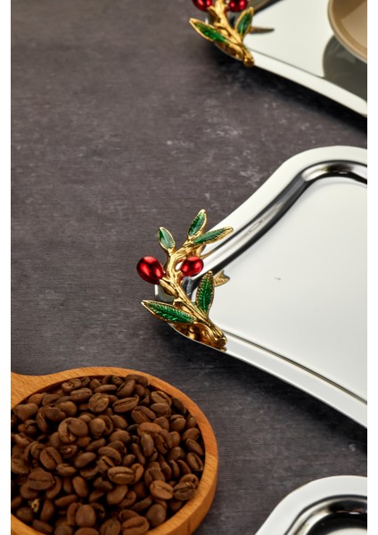 Kulp Desenli Krom Sunum Tepsisi, 25X15CM, 3'lü Set, Şık ve Kullanışlı Ürün modelleri