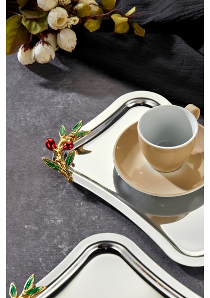 Kulp Desenli Krom Sunum Tepsisi, 25X15CM, 3'lü Set, Şık ve Kullanışlı Ürün fırsatları