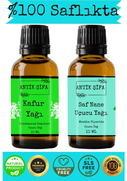 %100 Saf Kafur Yağı ve Nane Uçucu Yağı - (10ML + 10ML)