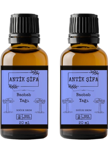 %100 Saf Baobab Yağı 20ML - Besleyici Soğuk Sıkım (2X20ML)