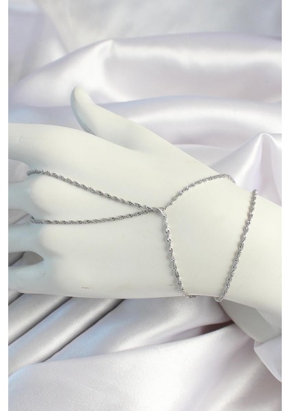 Pirinç Gümüş Renk Burgu Zincirli Şahmeran - PRT3500EB06295