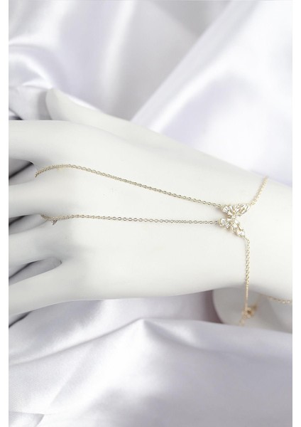 Pirinç Zirkon Taşlı Kelebek Model Gold Renk Şahmeran - PRT3500EB08617