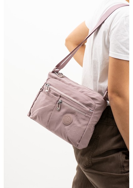 Çok Cepli Çapraz Askılı Kadın Omuz Çantası Orta Boy Günlük HV4006 Açık Mor indirimleri