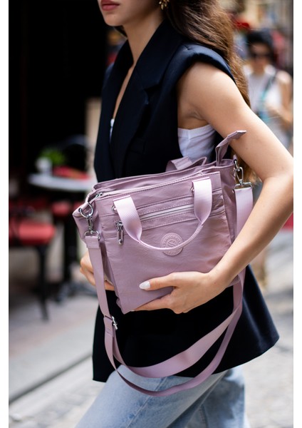 Çok Cepli Kadın Omuz Çantası Orta Boy Günlük HV4014 Açık Mor indirimleri