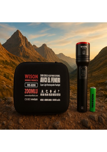 WS-6200 40W 4000 Lümen Profesyonel Avcı El Feneri