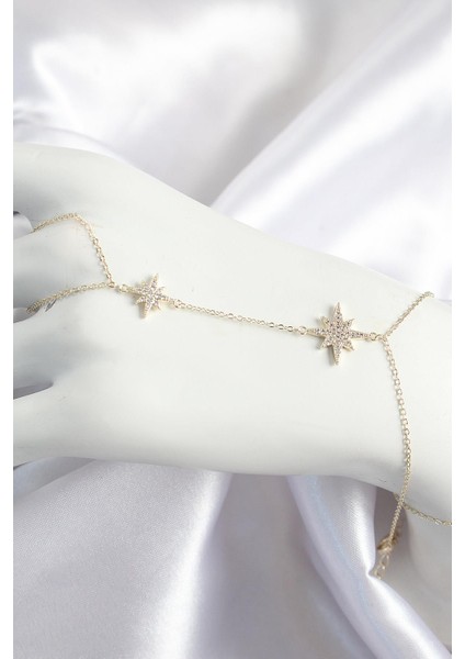 Pirinç Zirkon Taşlı Kutup Yıldızı Model Gold Renk Kadın Şahmeran - PRT3500EB07985