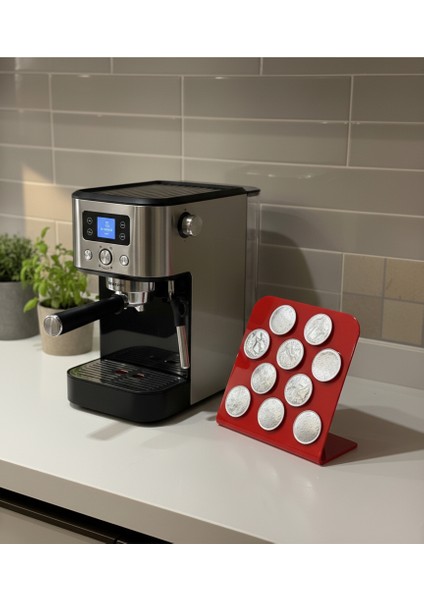 L Kapsül Kahve Standı (Nespresso & Jacobs Uyumlu Kırmızı)