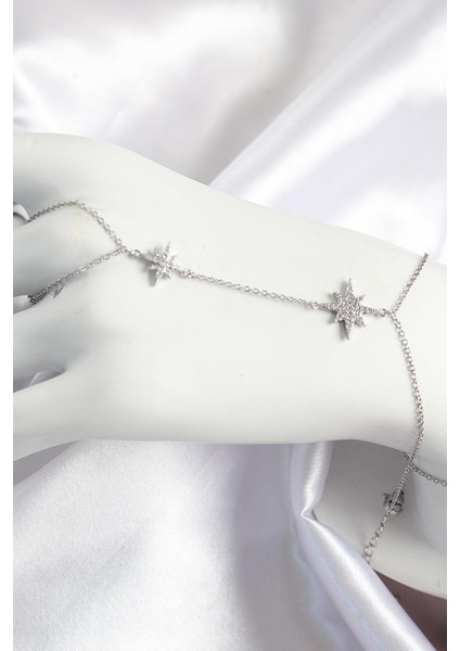 Pirinç Zirkon Taşlı Kutup Yıldızı Model Gümüş Renk Kadın Şahmeran - PRT3500EB07986