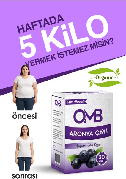 ZAYIFLAMAK ARTIK ÇOK KOLAY! Aronya Çayı Kilovermeye Yardımcı zayıflama ürünleri Özel Karışımlı zayıflatan Detox En Etkili ve En Lezzet Çay 1 Kutu 30 Adet )