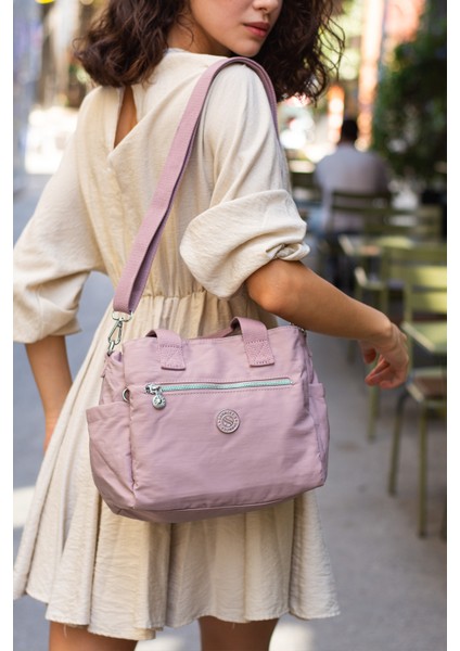 Çok Cepli Çapraz Askılı Kadın Omuz Çantası Küçük Boy Günlük HV7000 Açık Mor fırsatları